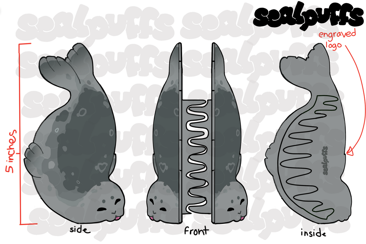 PREORDER - gray seal hair claw clip