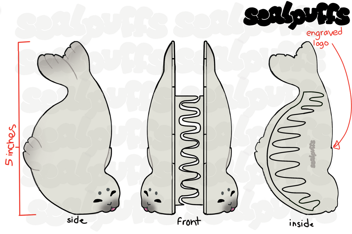 PREORDER - white seal hair claw clip